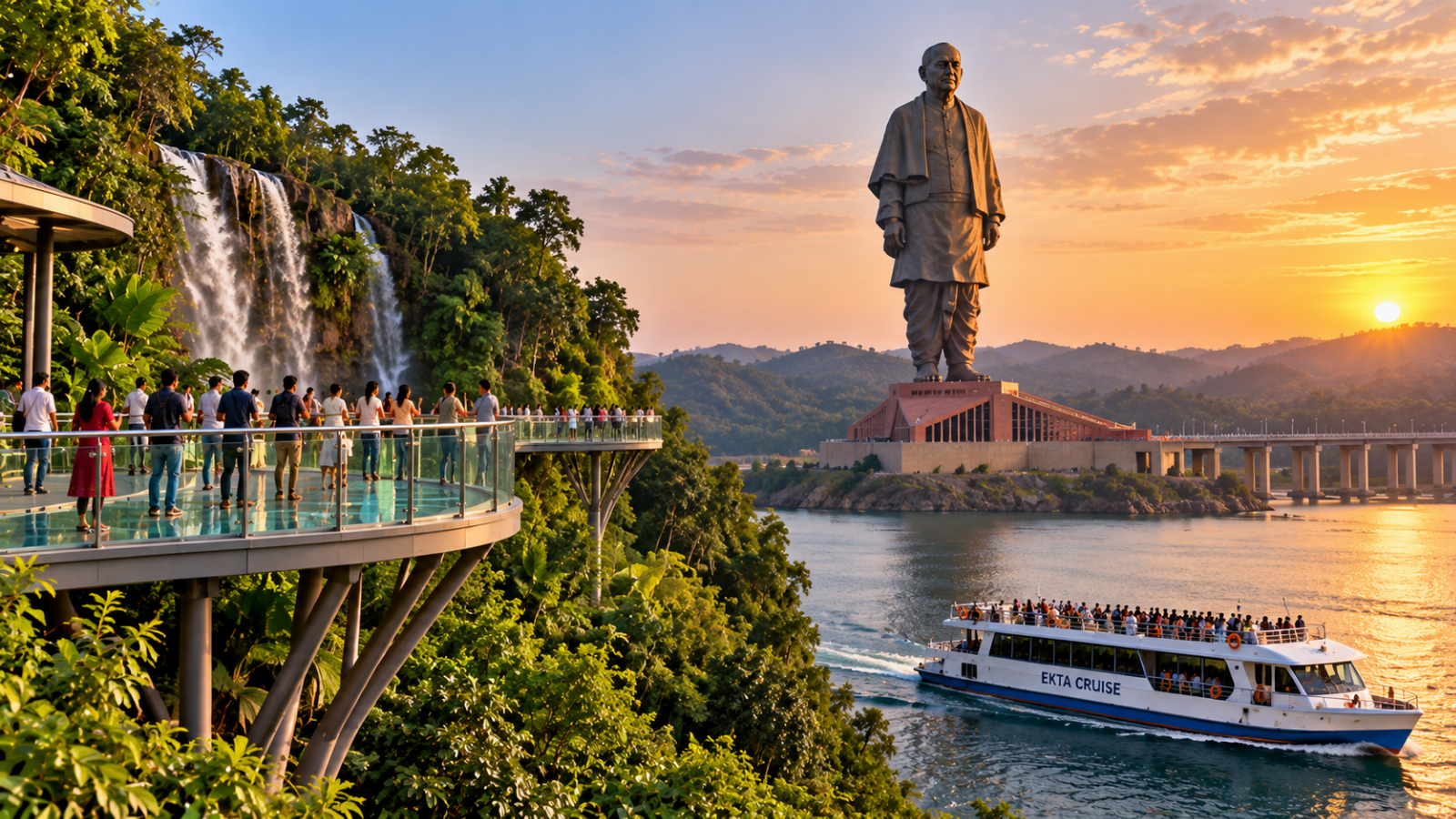 Statue of Unity gets a rain forest with glass skywalk and a 600-seat Ekta Cruise